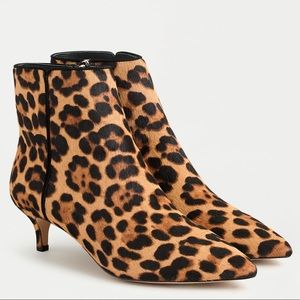 J Crew Fiona Kitten Heel Leopard Print Ankle Boots